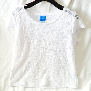 Lara Lane white semi sheer lace top sz M
